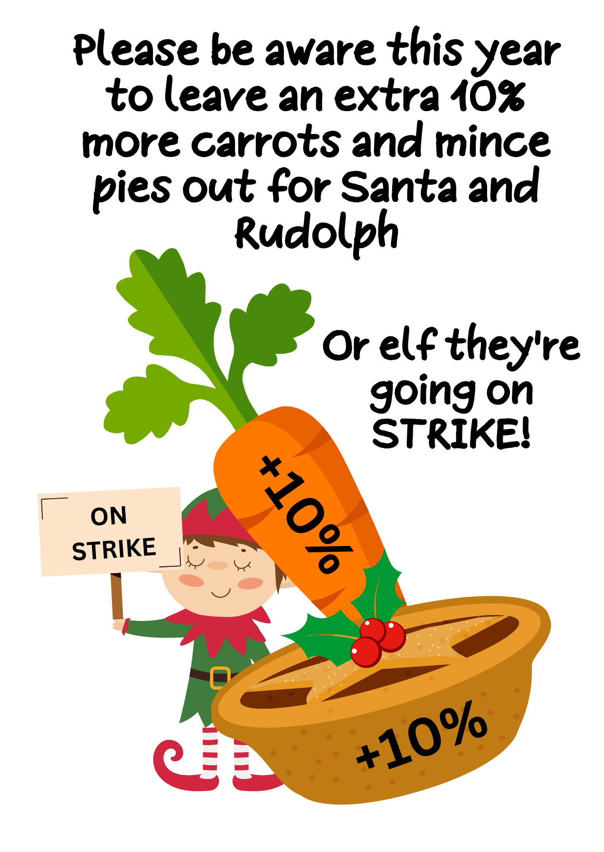 Santa's On Strike Joke Christmas card