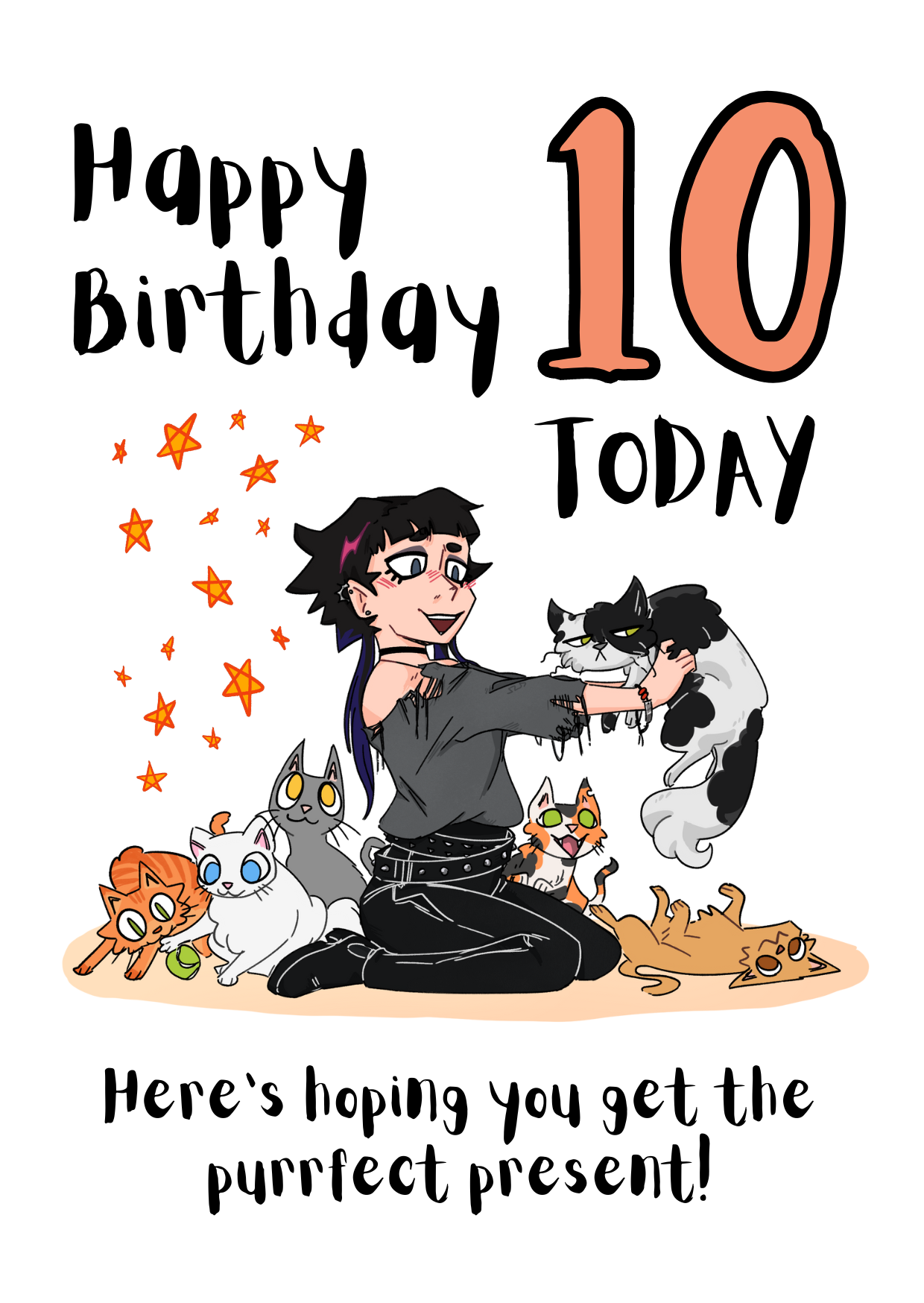Goth Girl Happy 10th Birthday Card
