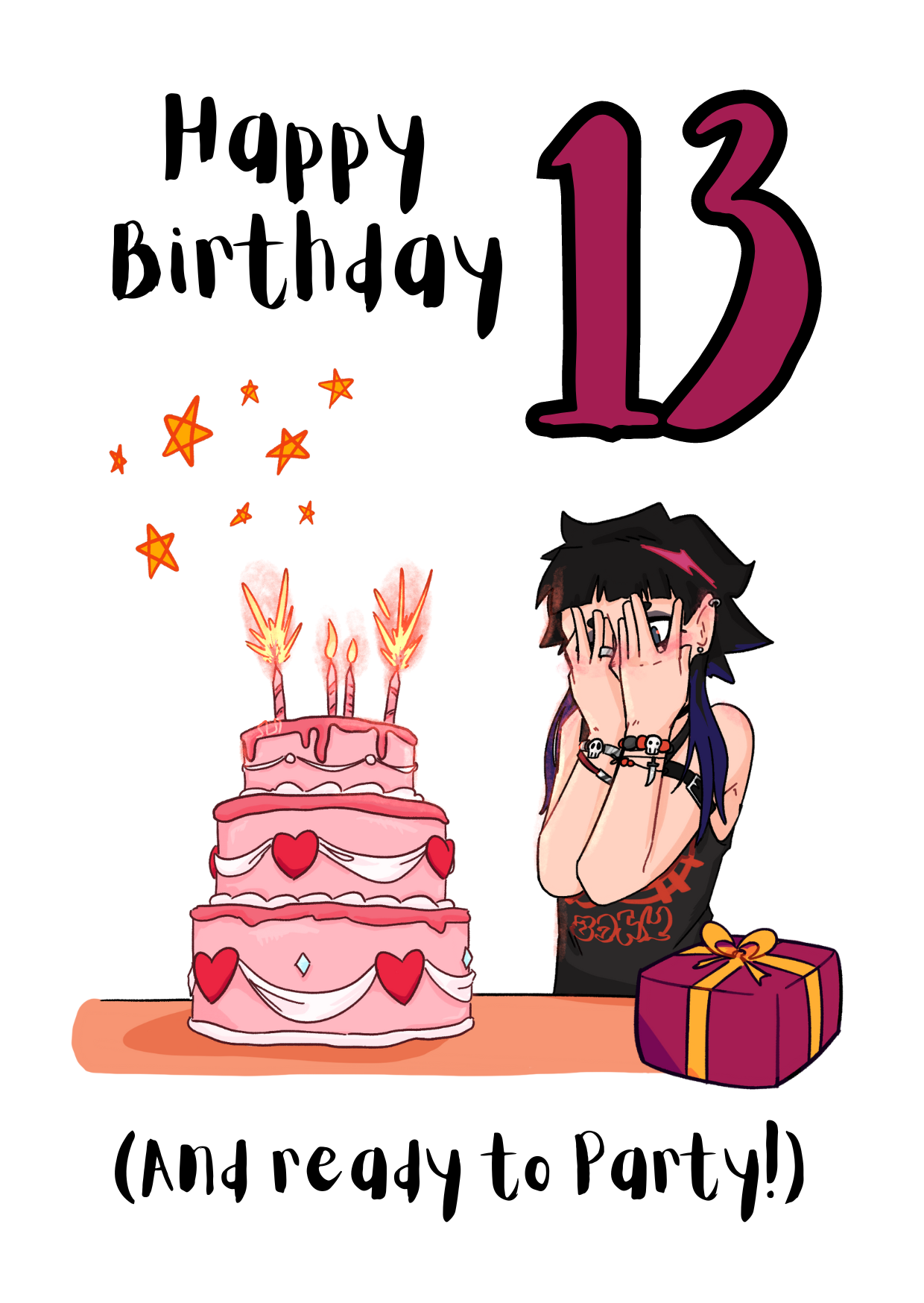 Goth Girl Happy 13th Birthday Card