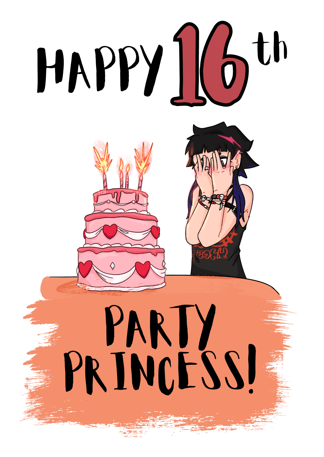 Goth Girl Happy 16th Birthday Card