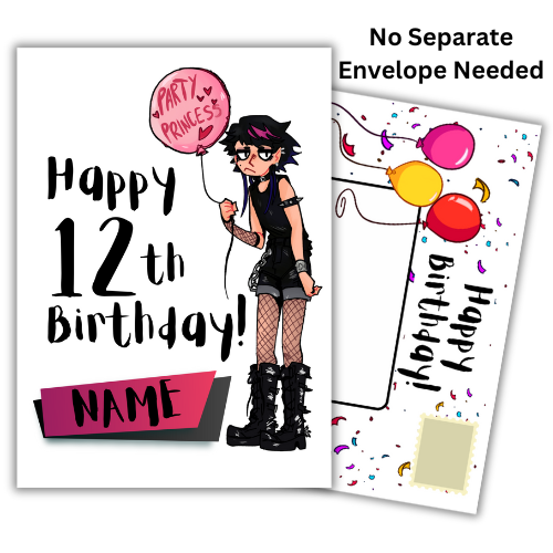 Personalised 12th Birthday Card for Gothic Girl