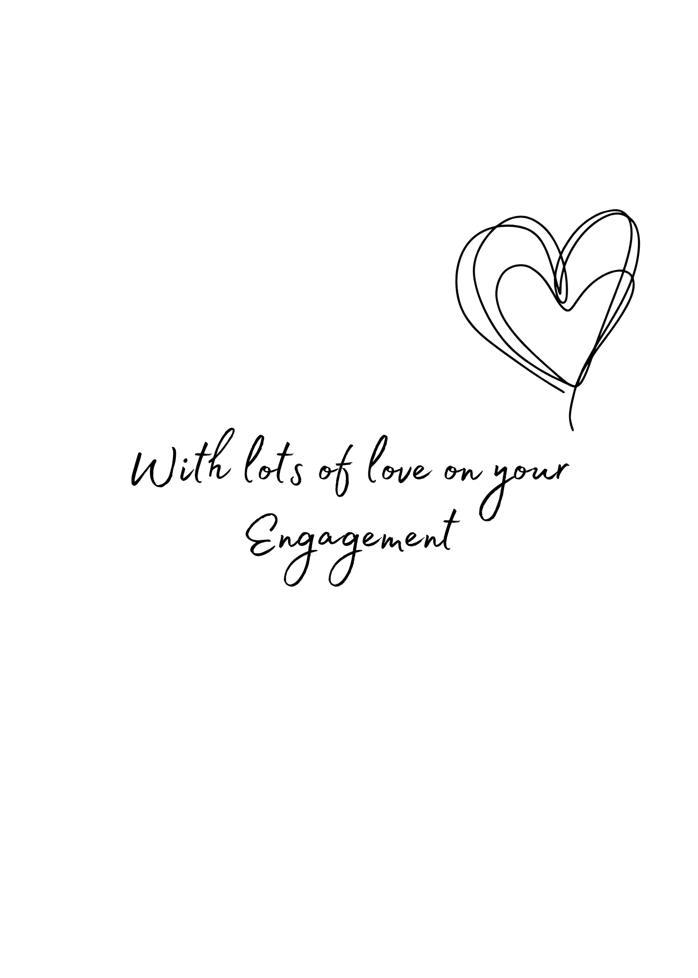 Heart shape with text 'With lots of love on your Engagement' on a white background