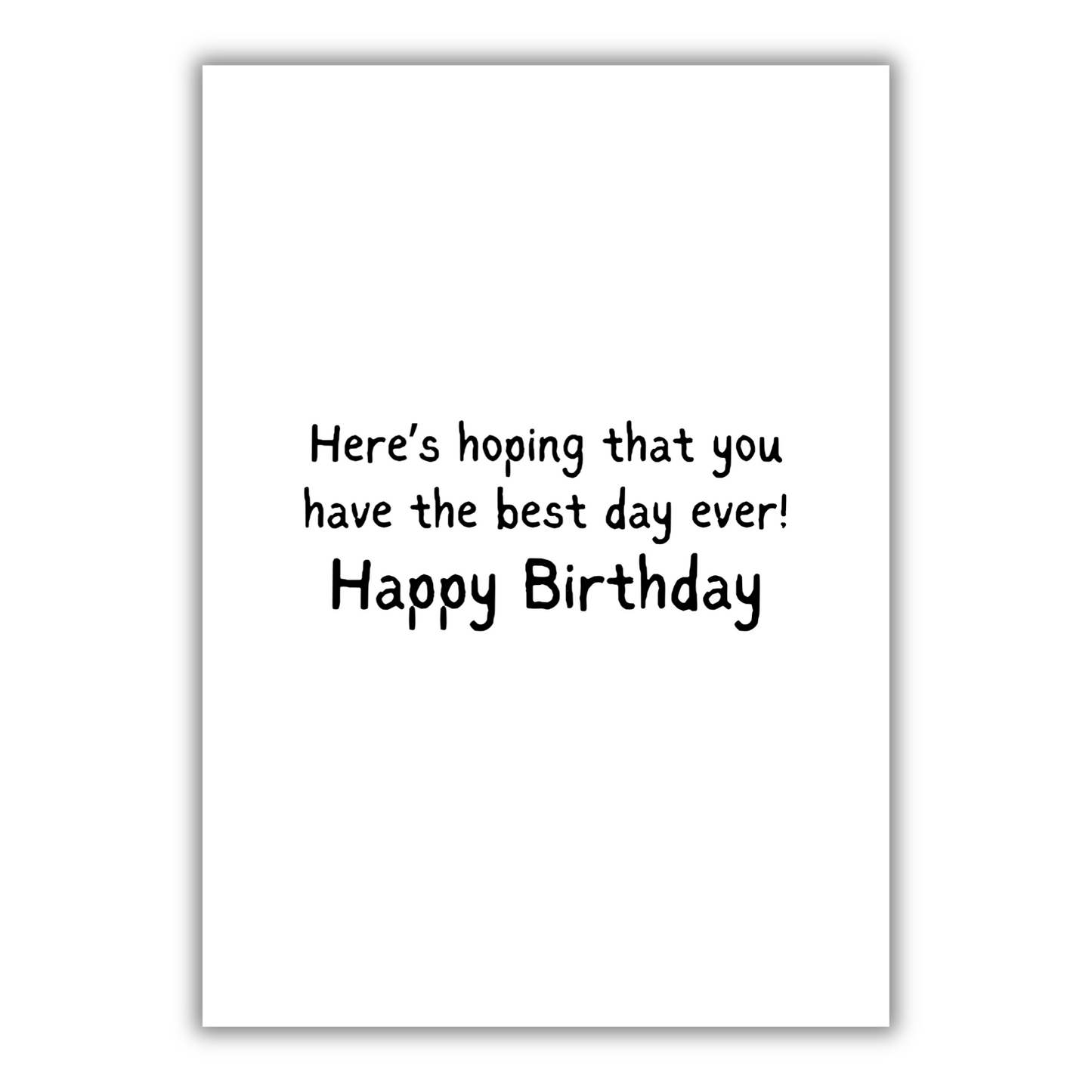 This graphic shows the digital image of the inside of the Bare Cards Giggle Balls range containing the caption "Here's hoping that you have the best day ever! Happy Birthday"