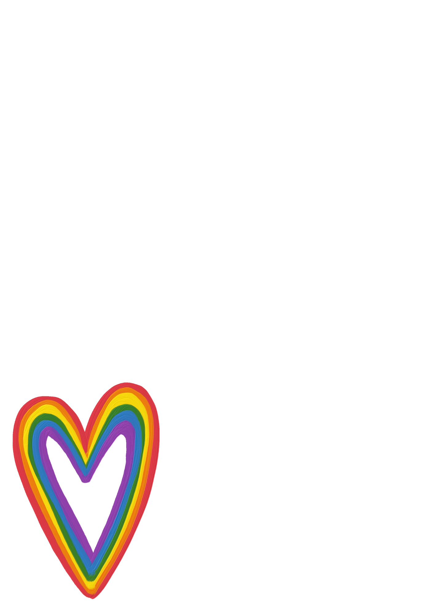 A heart outline in rainbow colours