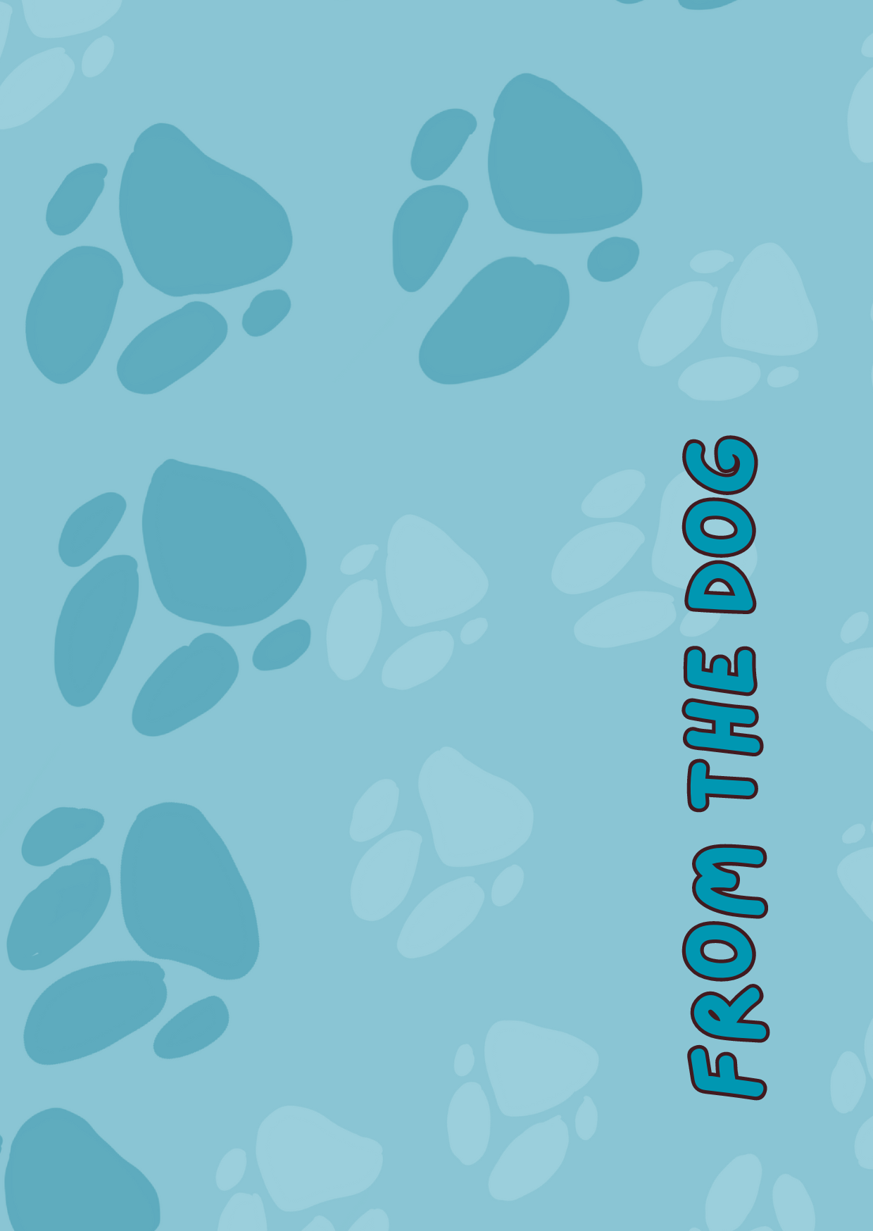 Image shows the back of the Bare Cards Self-seal envelope for the 'From the Dog' range in blue with paw prints and the words 'From the Dog'