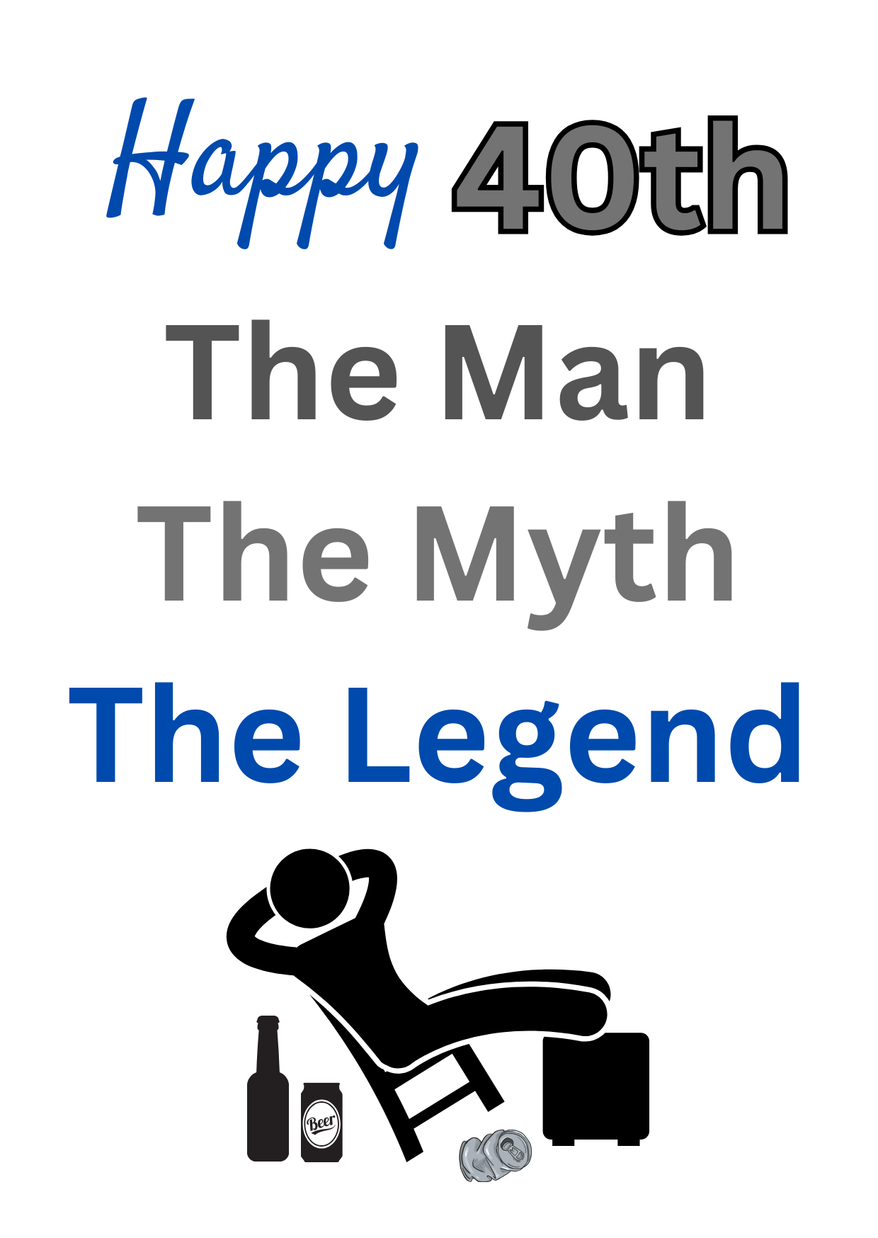 Happy 40th Relax Birthday Card for him