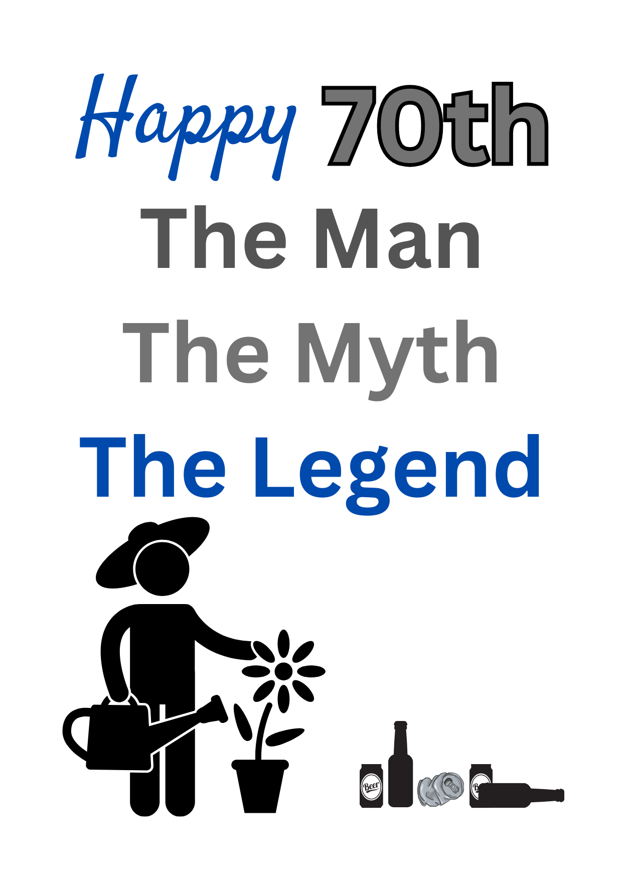 Happy 70th Gardener Birthday Card for him