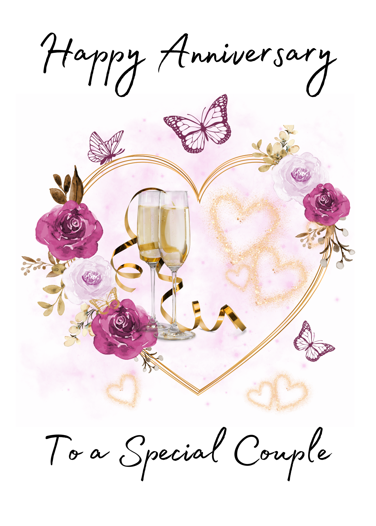Anniversary Card for a Special Couple | Roses and Champagne