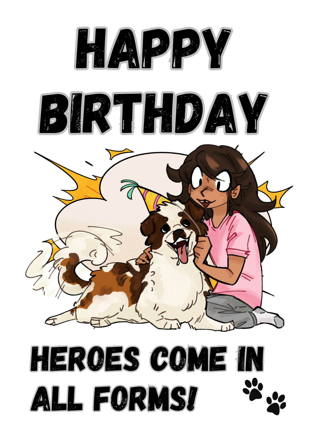 Little Heroes Kids Birthday Card for your Dog Loving Girl