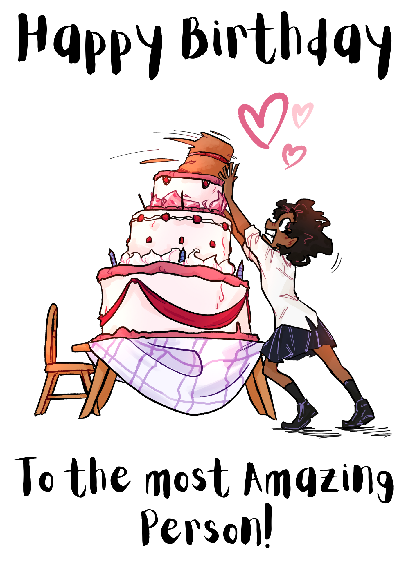 Gender neutral birthday cake card for your non-binary relative or friend - Happy Birthday to the most amazing person