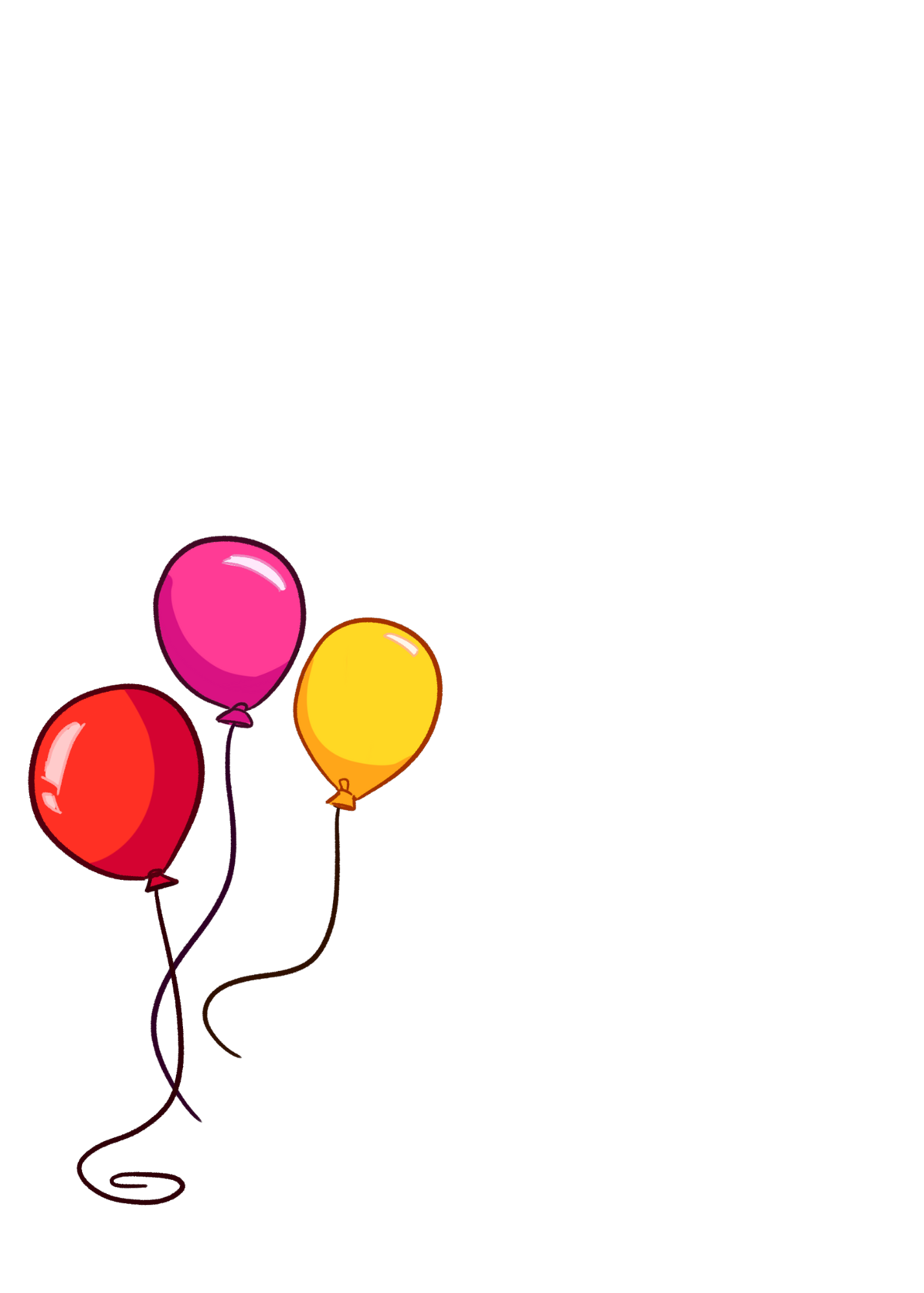 Image shows the left hand insert of the Bare Cards Non-Binary Range which features three balloons in red, yellow and pink