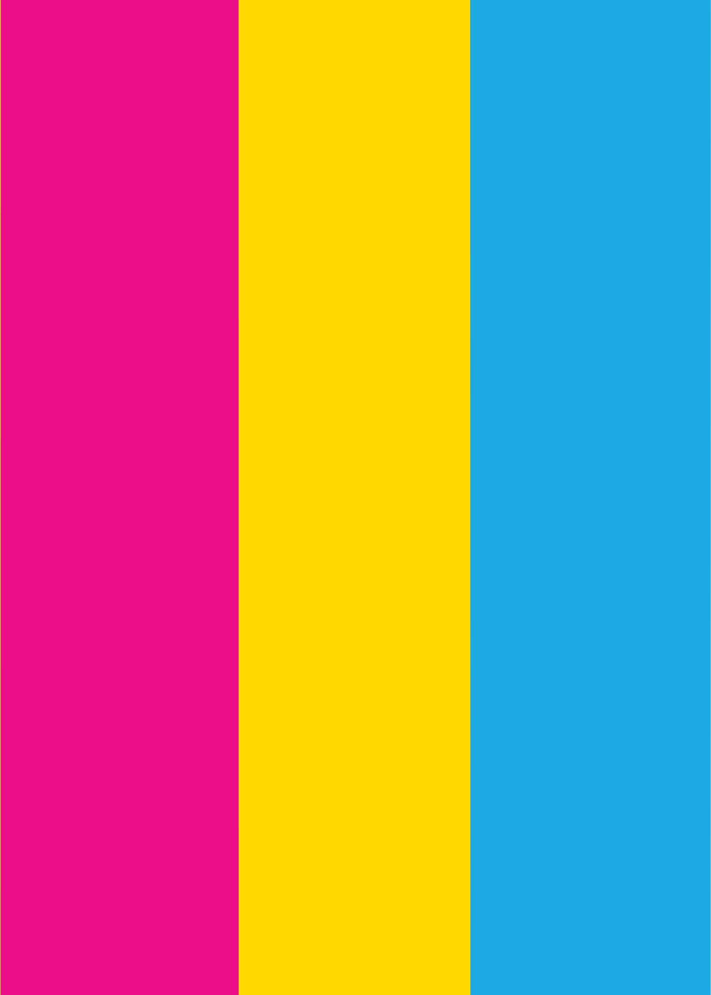 Three vertical color bars in pink, yellow, and blue