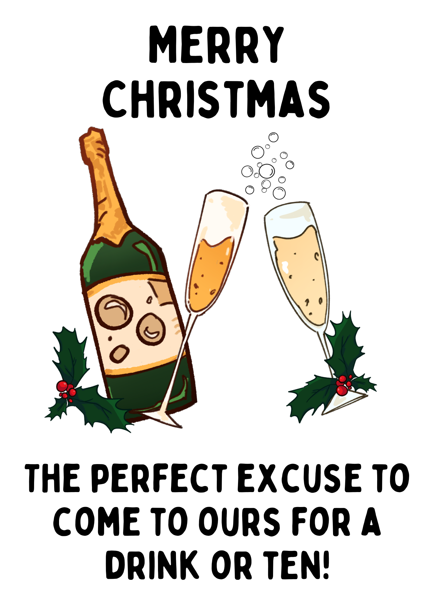 Christmas Card to send to Special Friends to invite them for a drink this festive season