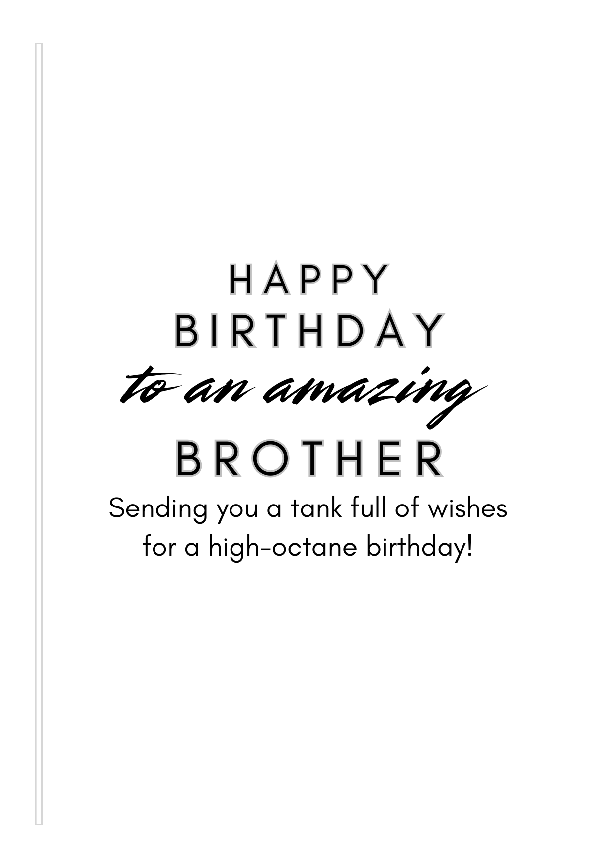 Happy Birthday card for an amazing brother with humorous text on a white background