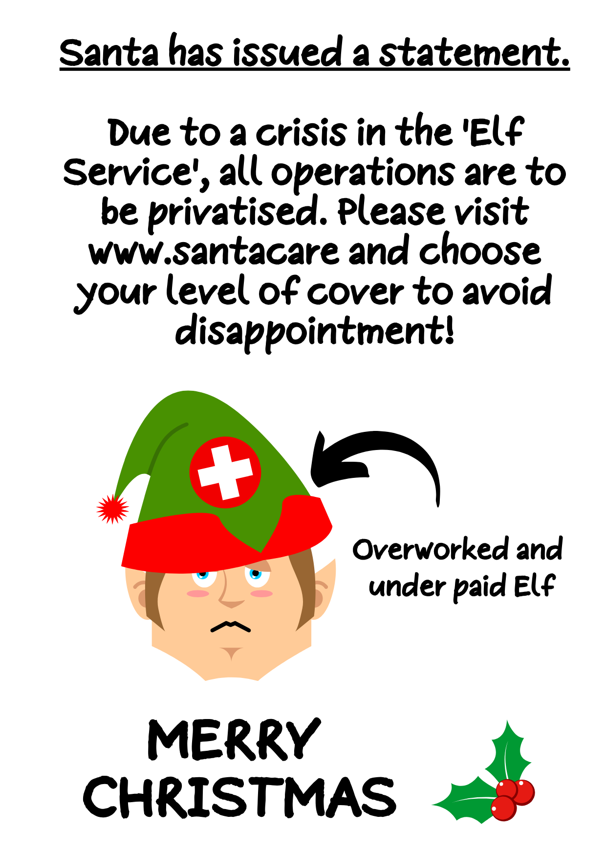 Crisis in the 'Elf Service' Christmas Card Joke