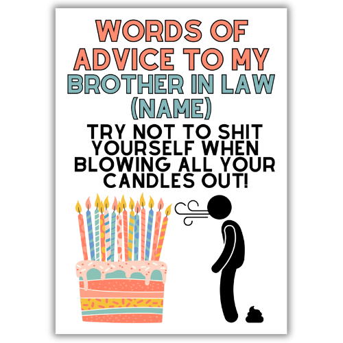 Word of Advice Brother in law Card | Personalised Brother-in-law card