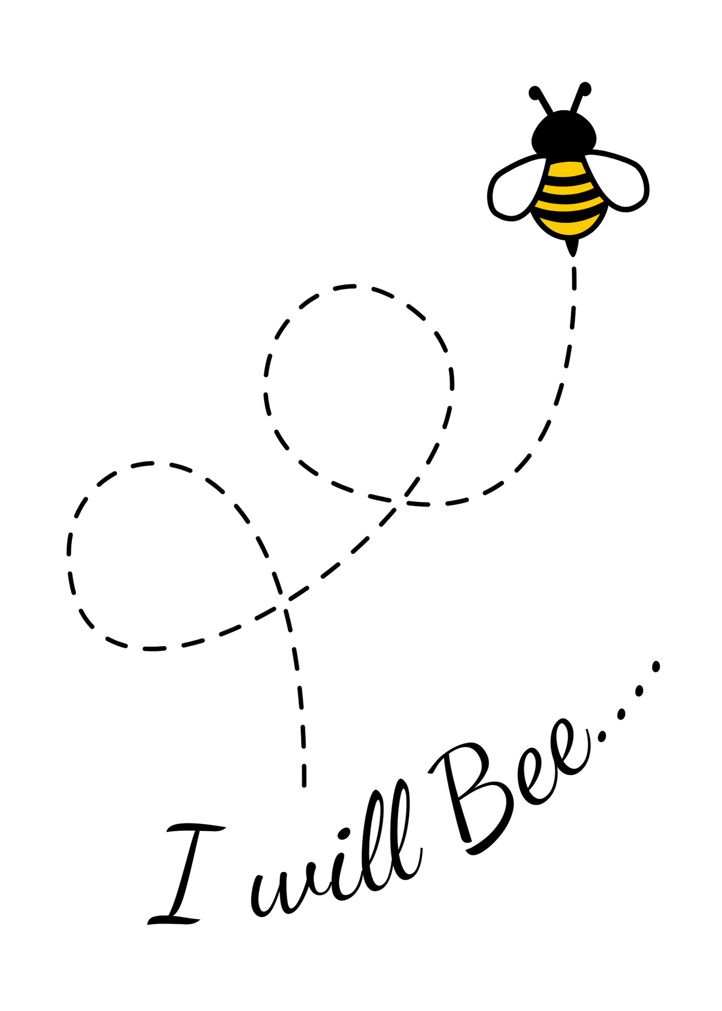 The image shows the second leaf of the Trifold Bare Cards Thank you teacher card with images of a bee and the caption "I will bee...".
