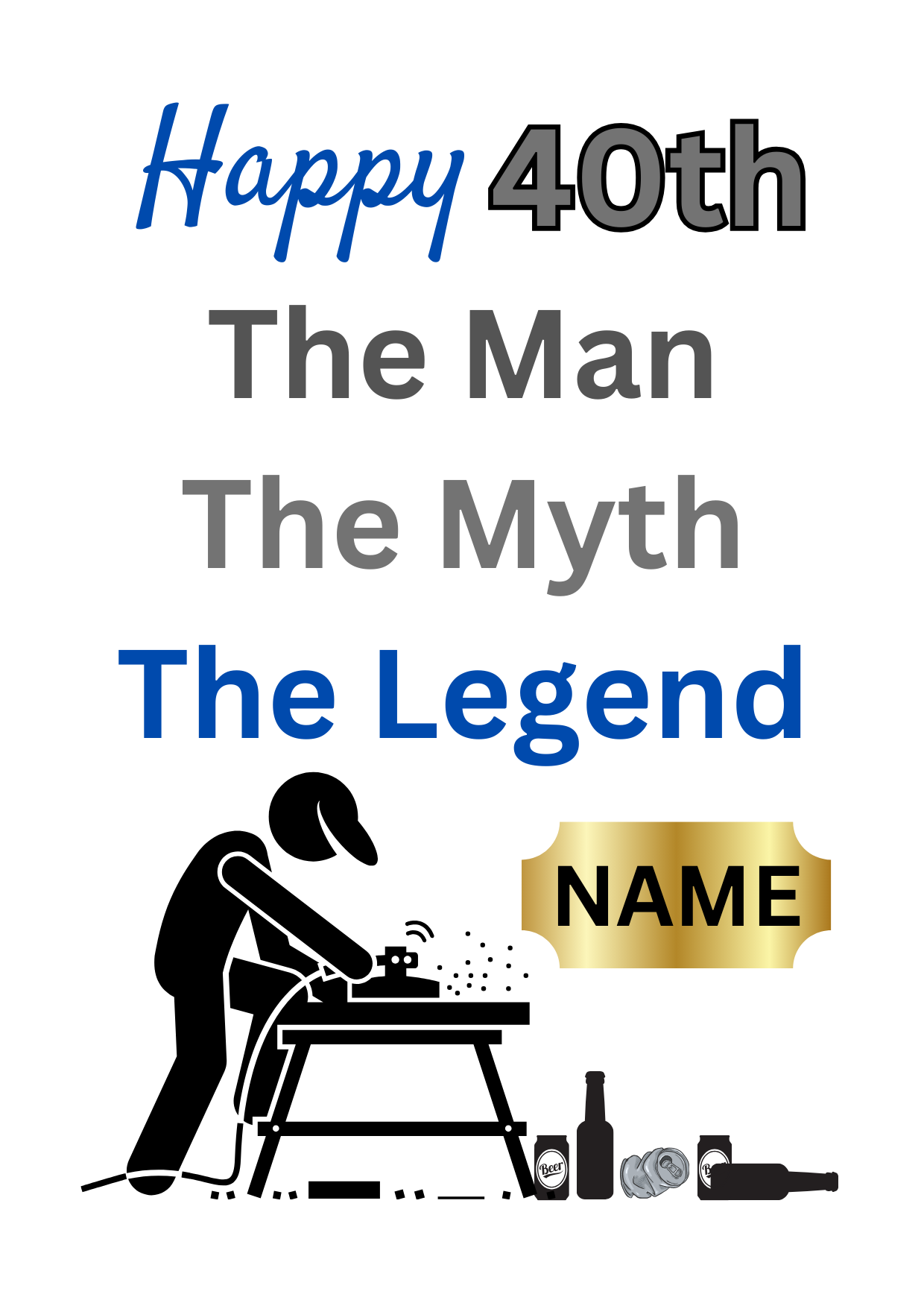 Personalised Any Name, Any Age DIY Expert Birthday Card for him