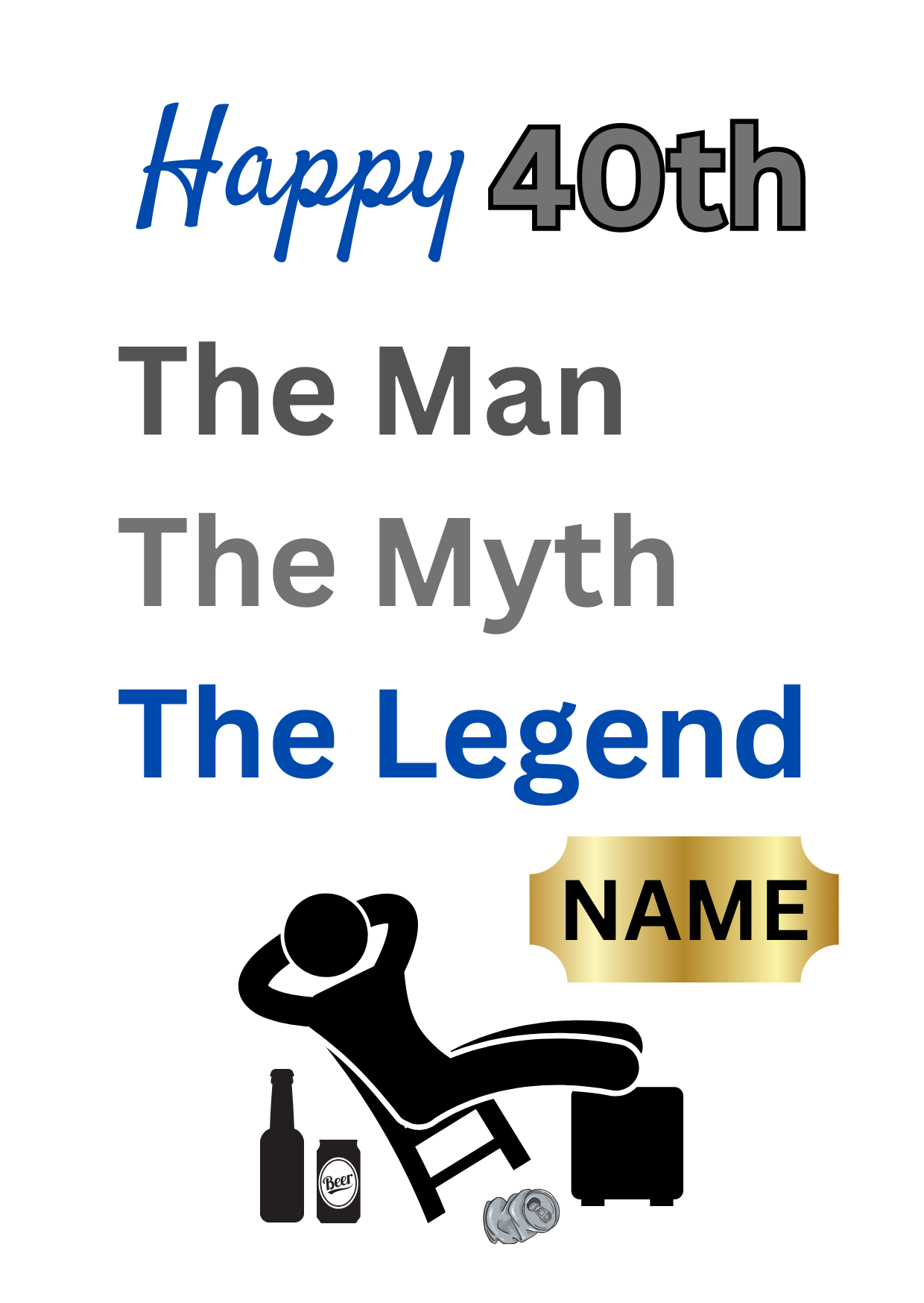 Personalised Any Name, Any Age Funny Birthday Card for him