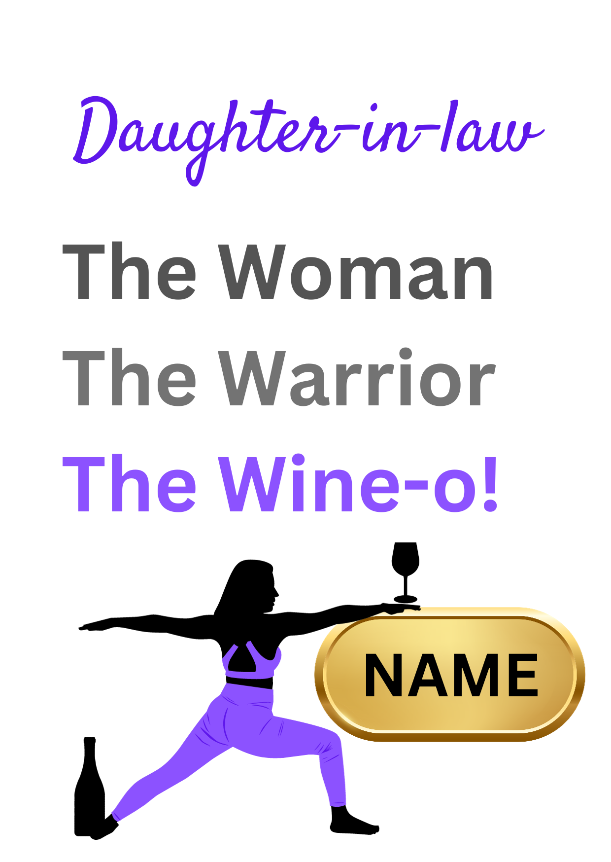 Personalised Funny Birthday Card for Daughter-in-law | The Woman. The Warrior, The Wine-o!