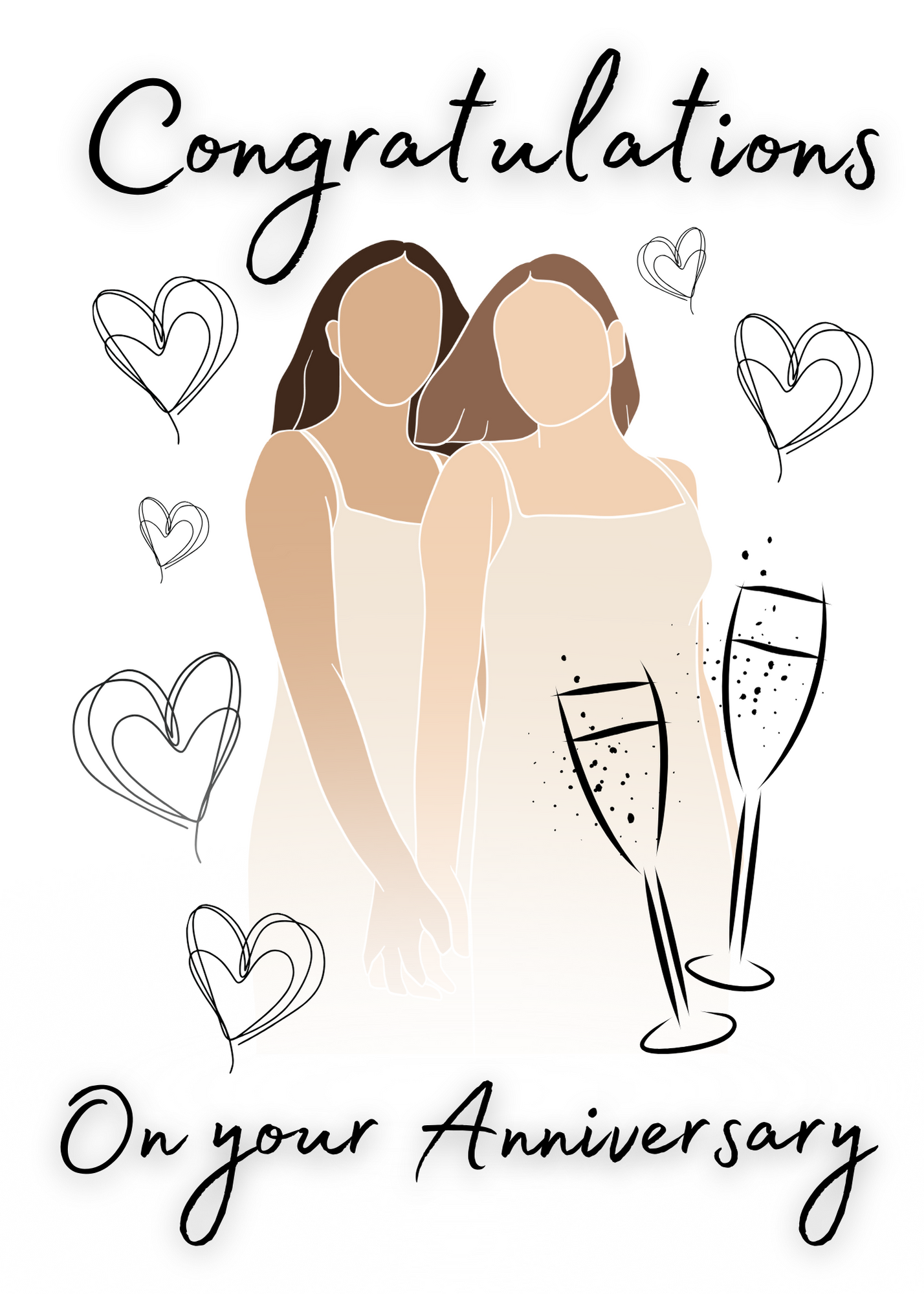Lesbian Anniversary Card | Female LGBTQIA Anniversary card for them