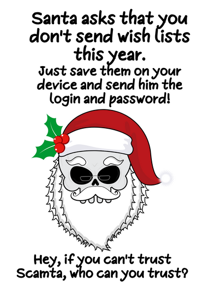 Santa Joke Card about all the scammers out there