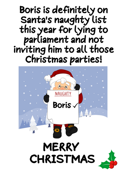 Boris on the Naughty List Christmas Card