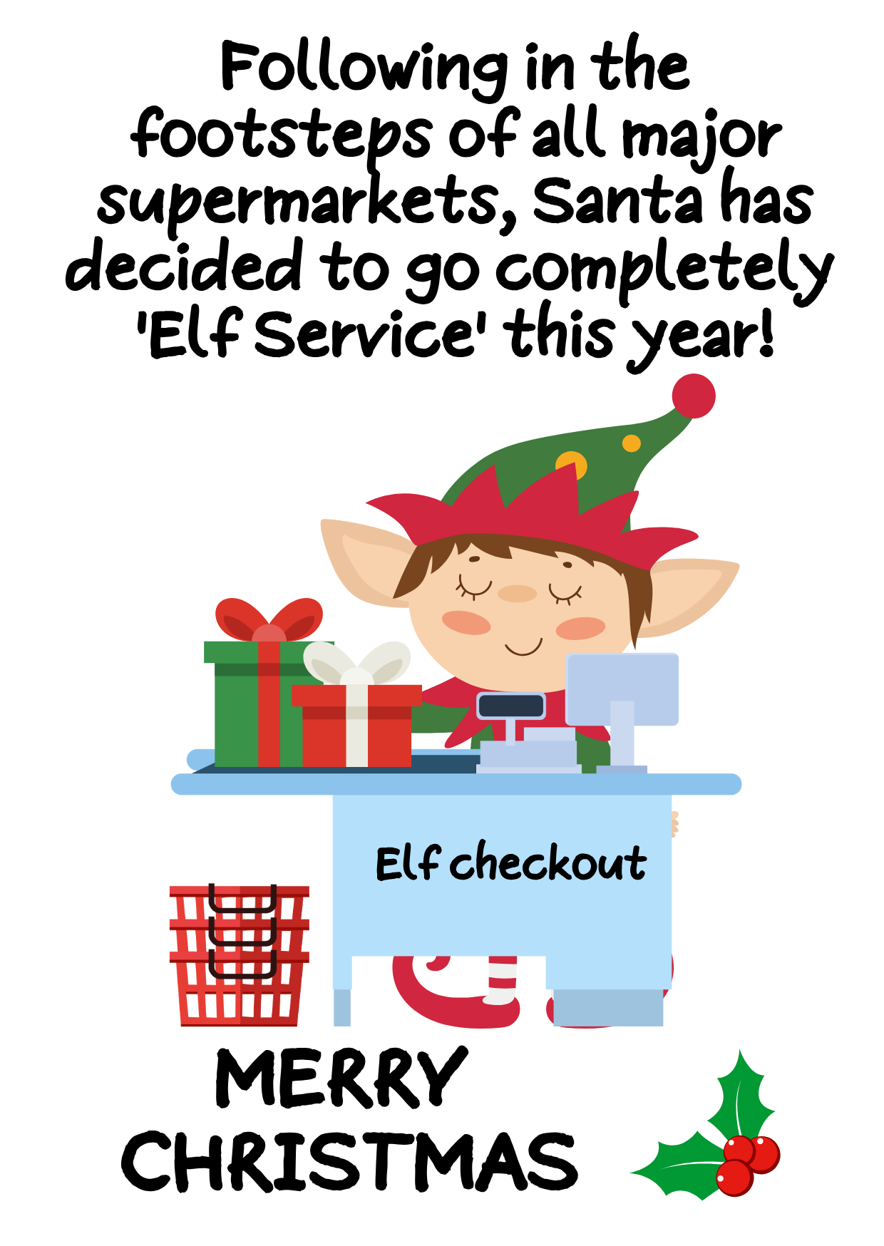 Elf Checkout Christmas Joke Card