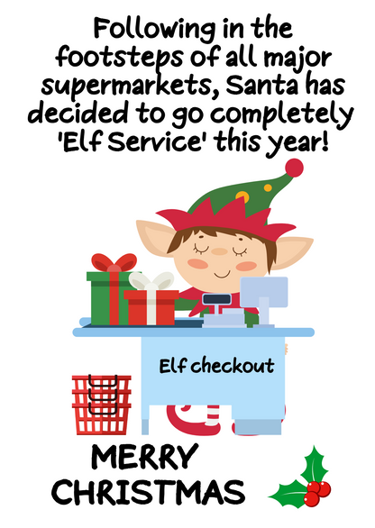 Elf Checkout Christmas Joke Card