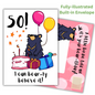 Funny 50th Birthday Card featuring Moon Bear and Bear Puns