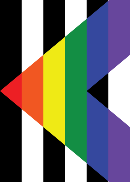 Back of Envelope Panel from Bare Cards Self-sealing LGBTQIA Greetings card featuring the Ally Flag
