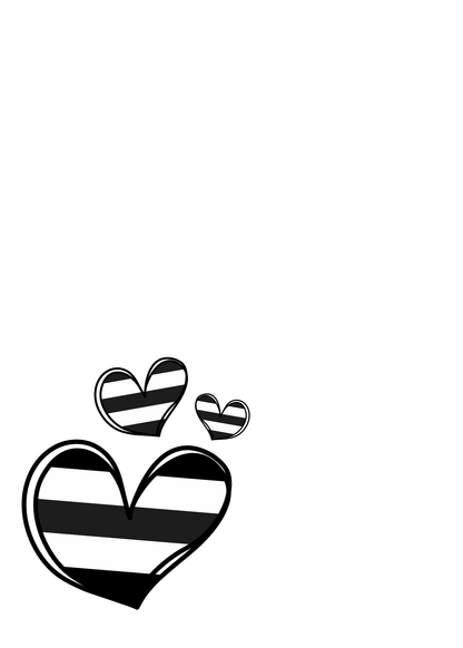 Black and white striped heart design on a white background