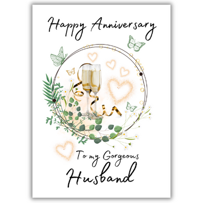 To  my Gorgeous Husband Anniversary Card