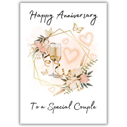 Anniversary Card | Special Couple | Hearts and Champagne