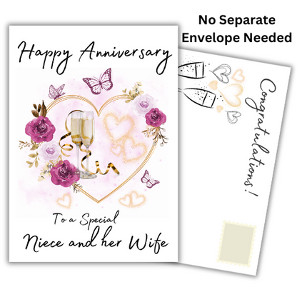 Niece and her Wife Champagne Anniversary Card | Mrs and Mrs LGBT Anniversary Card