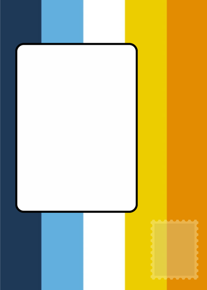 Front of Envelope Panel from Bare Cards Self-sealing LGBTQIA Greetings card featuring the Aroace Flag, place to write address and fix stamp.