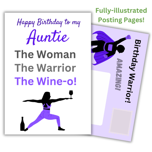 Personalised Funny Birthday Card for Auntie | The Woman, The Warrior, The Wine-o!