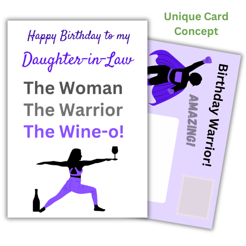 Personalised Funny Birthday Card for Daughter-in-law | The Woman. The Warrior, The Wine-o!