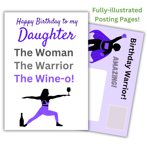 Personalised Funny Birthday Card for Daughter | The Woman, The warrior, The Wine-o!