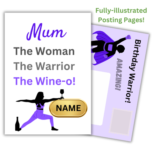 Personalised Funny Birthday Card for Mum | Mother The Woman The Warrior The Wine-o