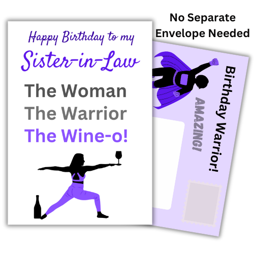 Personalised Funny Birthday Card for Sister-in-Law | The Woman, The Warrior, The Wine-o!