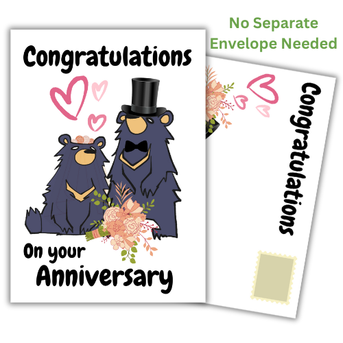 Congratulations Anniversary Card featuring Cute Moon Bears