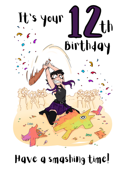 Goth Girl Happy 12th Birthday Card