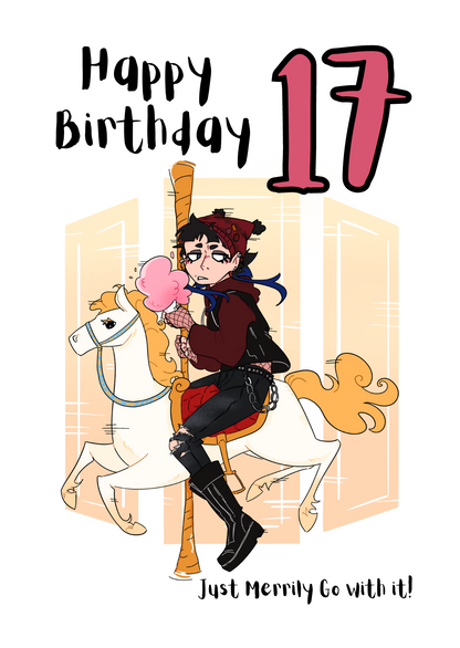 Goth Girl Happy 17th Birthday Card