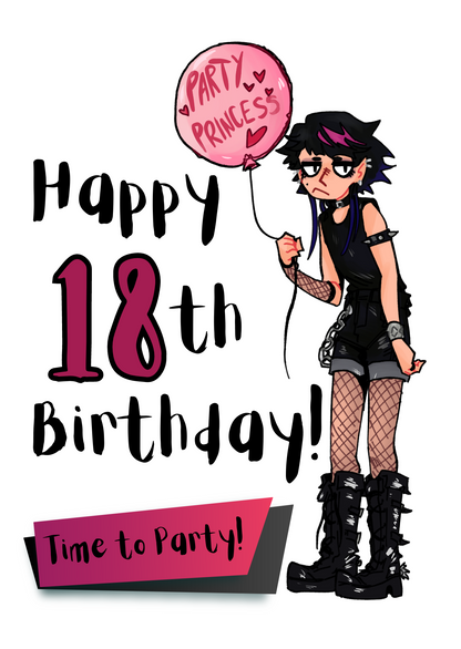 Goth Girl Happy 18th Birthday Card