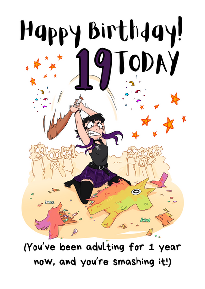 Goth Girl Happy 19th Birthday Card