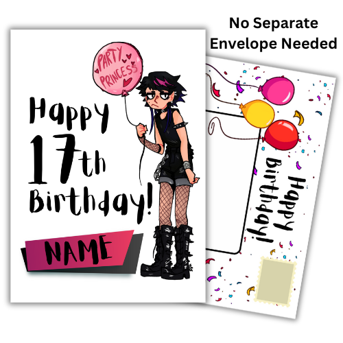 17th Birthday Card Personalised | Party Princess 17th Birthday |For Her