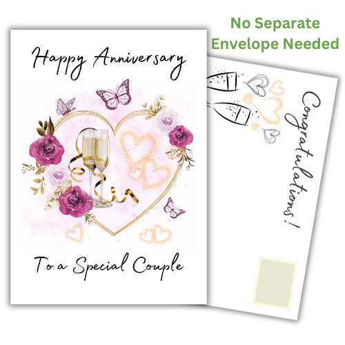 Anniversary Card for a Special Couple | Roses and Champagne