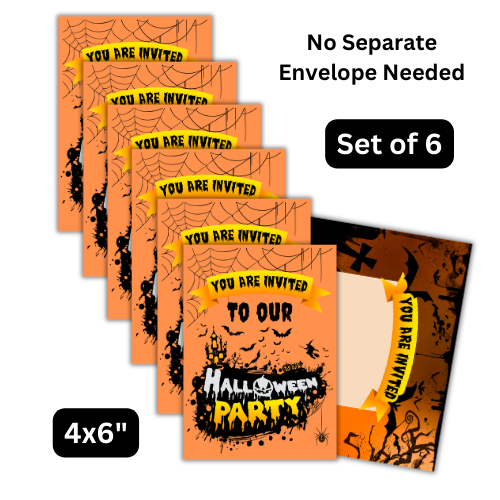 Set of 6 Halloween Party Invites