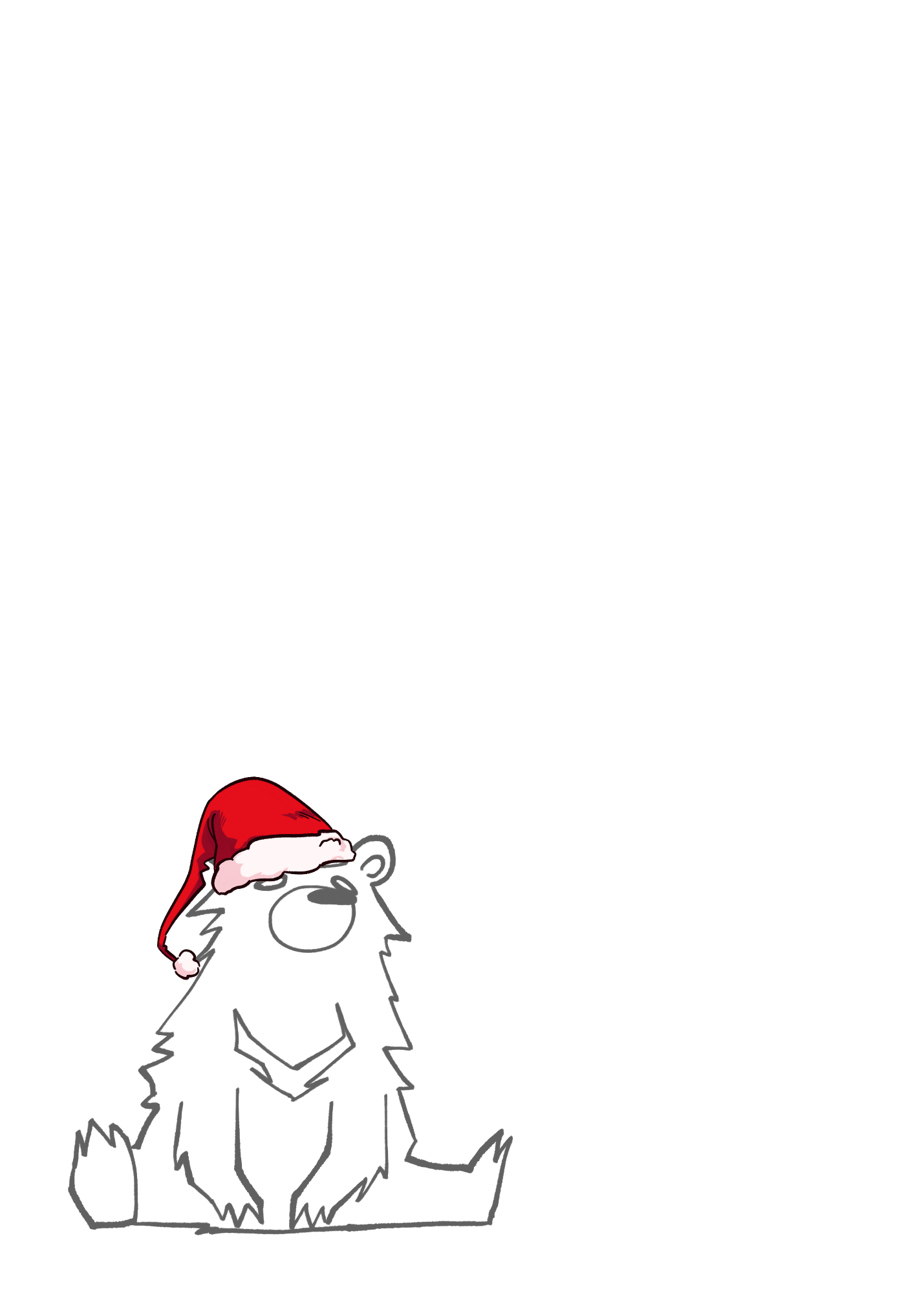 Picture shows an outline of Ink Bear with a red santa hat on